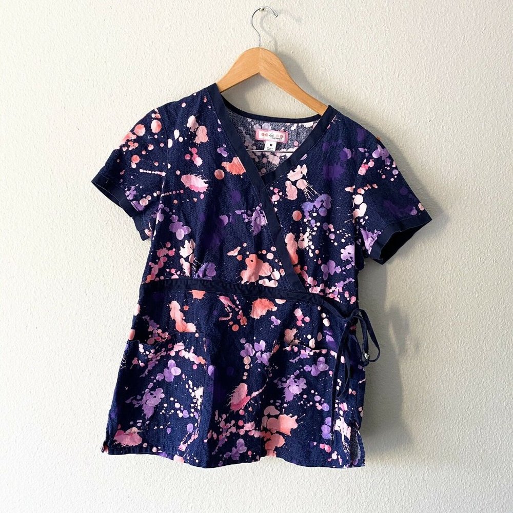 Kai Kathy Peterson Nursing Blouse Blue Paint Splat